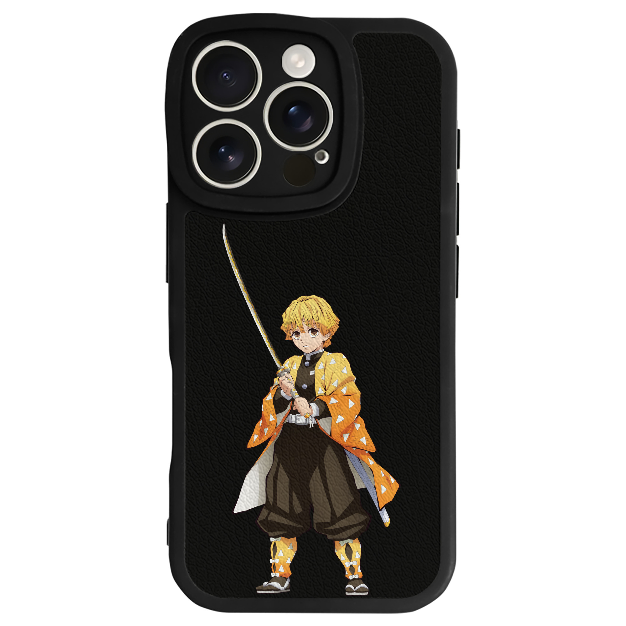 （画像用） 鬼滅の刃（きめつのやいば）我妻 善逸／あがつま ぜんいつ Agatsuma Zenitsu 【iPhone 16シリーズ対応】シリコンスマホケース（レザー調） 材質：シリコン